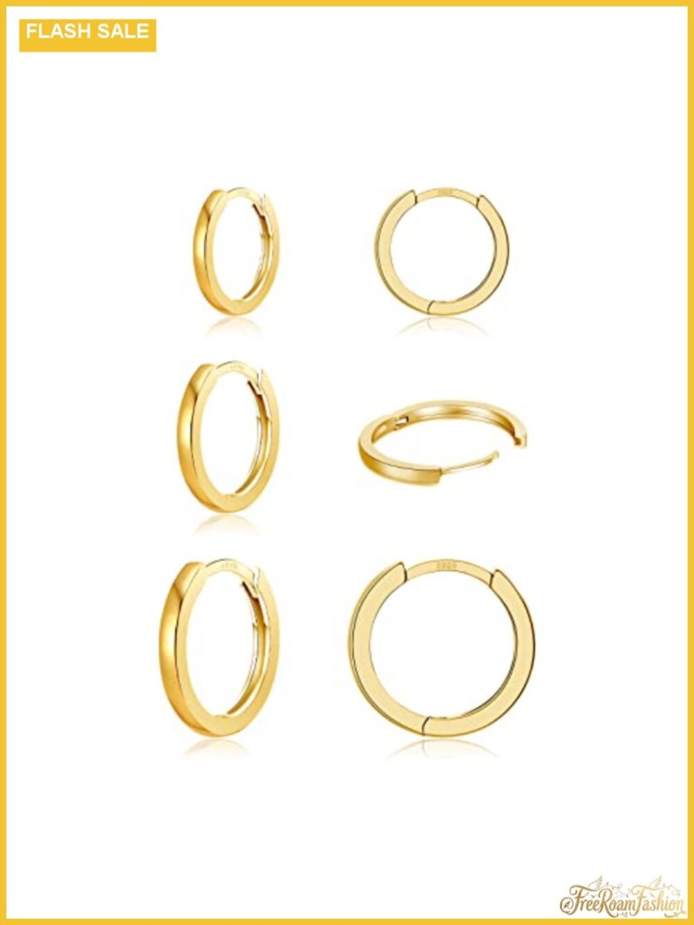 3 Pairs 925 Sterling Silver Small Huggie Hoop Earrings